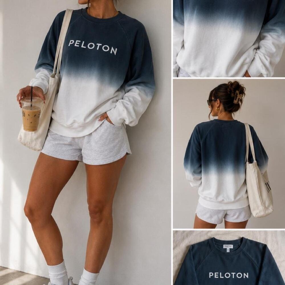 Peloton Ombre Crewneck Sweatshirt Size Small Blue White Gradient Athleisure
